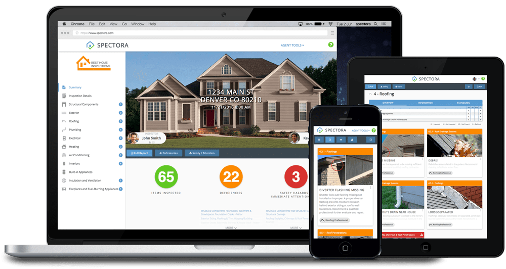inspection report mockup on devices